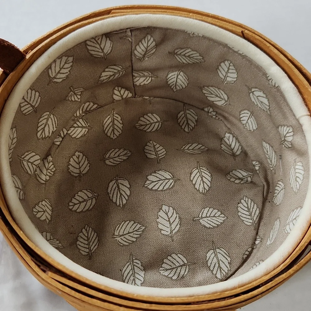 2000 Longaberger Button Basket with Brown Cloth Liner and Plastic 3 part…
